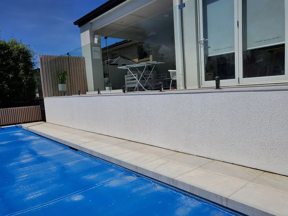 Poolside deck, stairs and balustrade