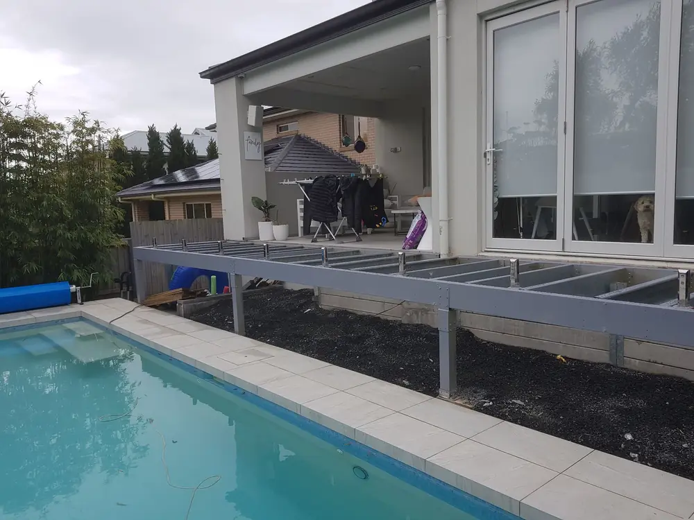 Poolside deck: before