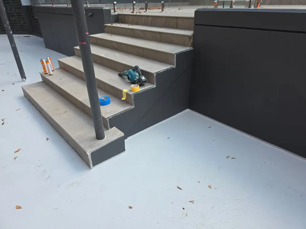 Entry stairs and planter remediation: work by Modern Building Solutions