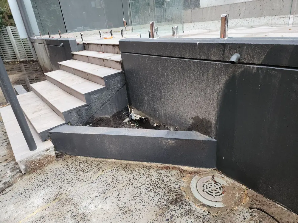 Stairs and planter: before